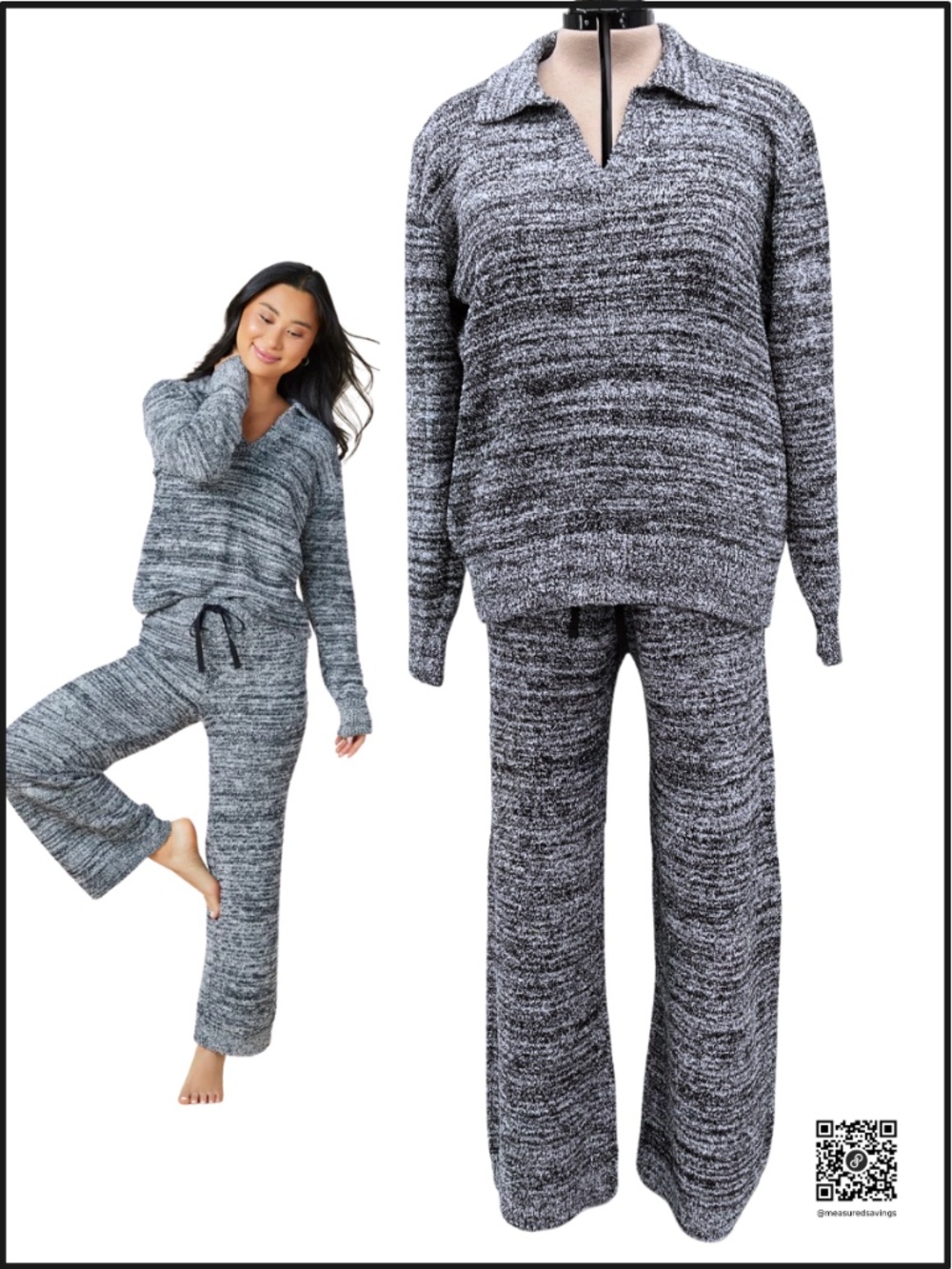 Softies (NWT - XL) Heather Black Marshmallow Johnny Collar Lounge Set